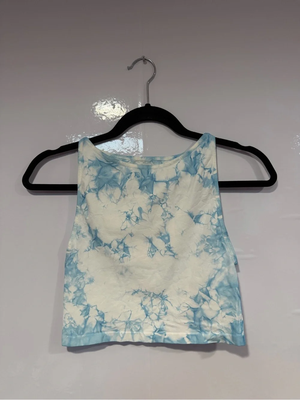 Blue‎ and white Tie dye Free people high neck tank top